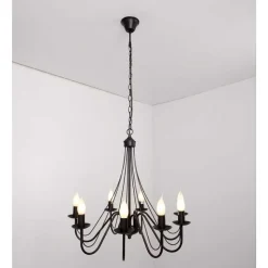 Lustre Lucide Corona Rouille, Noir, 8 Lumieres
