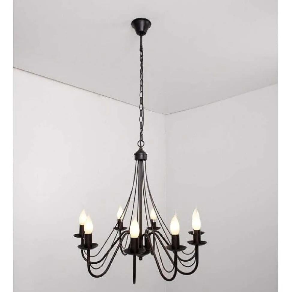 Lustre Lucide Corona Rouille, Noir, 8 Lumieres