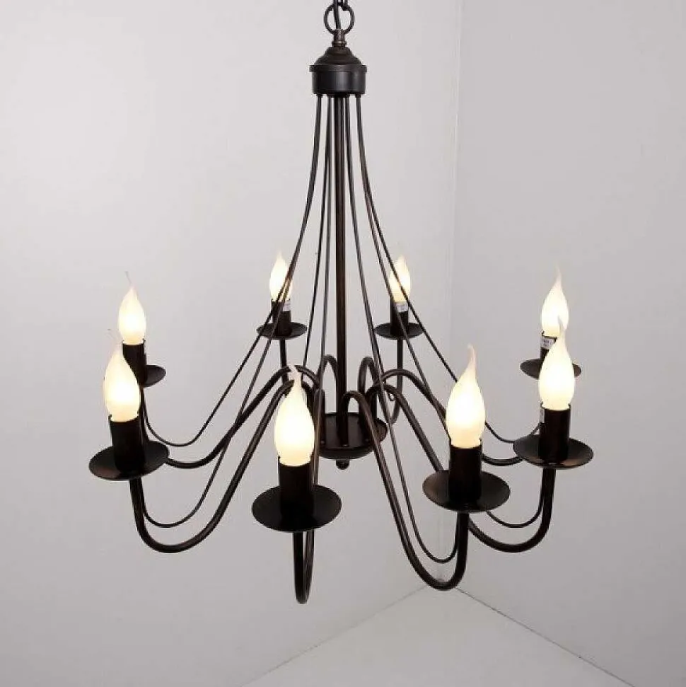Lustre Lucide Corona Rouille, Noir, 8 Lumieres
