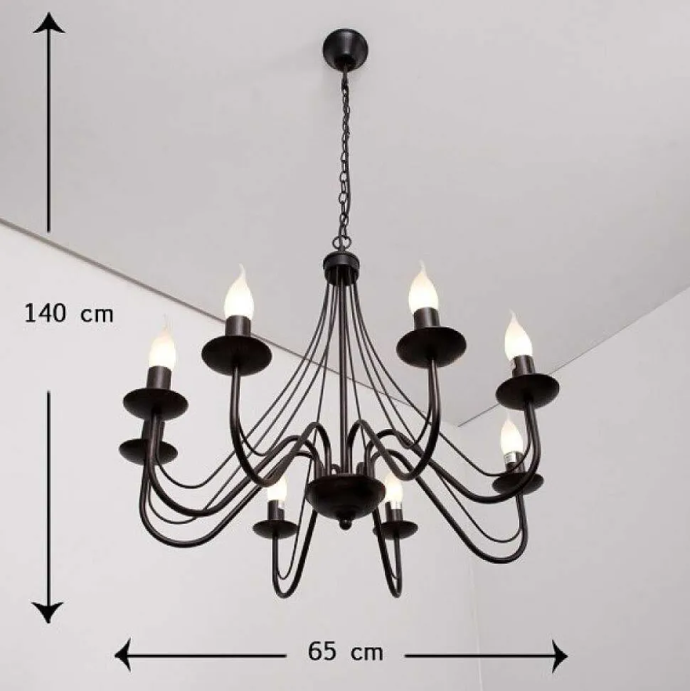 Lustre Lucide Corona Rouille, Noir, 8 Lumieres