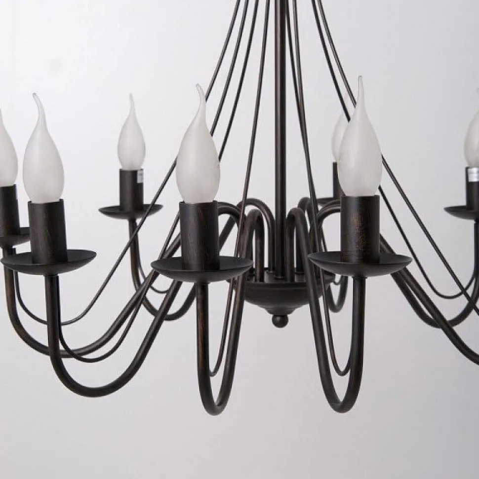 Lustre Lucide Corona Rouille, Noir, 8 Lumieres