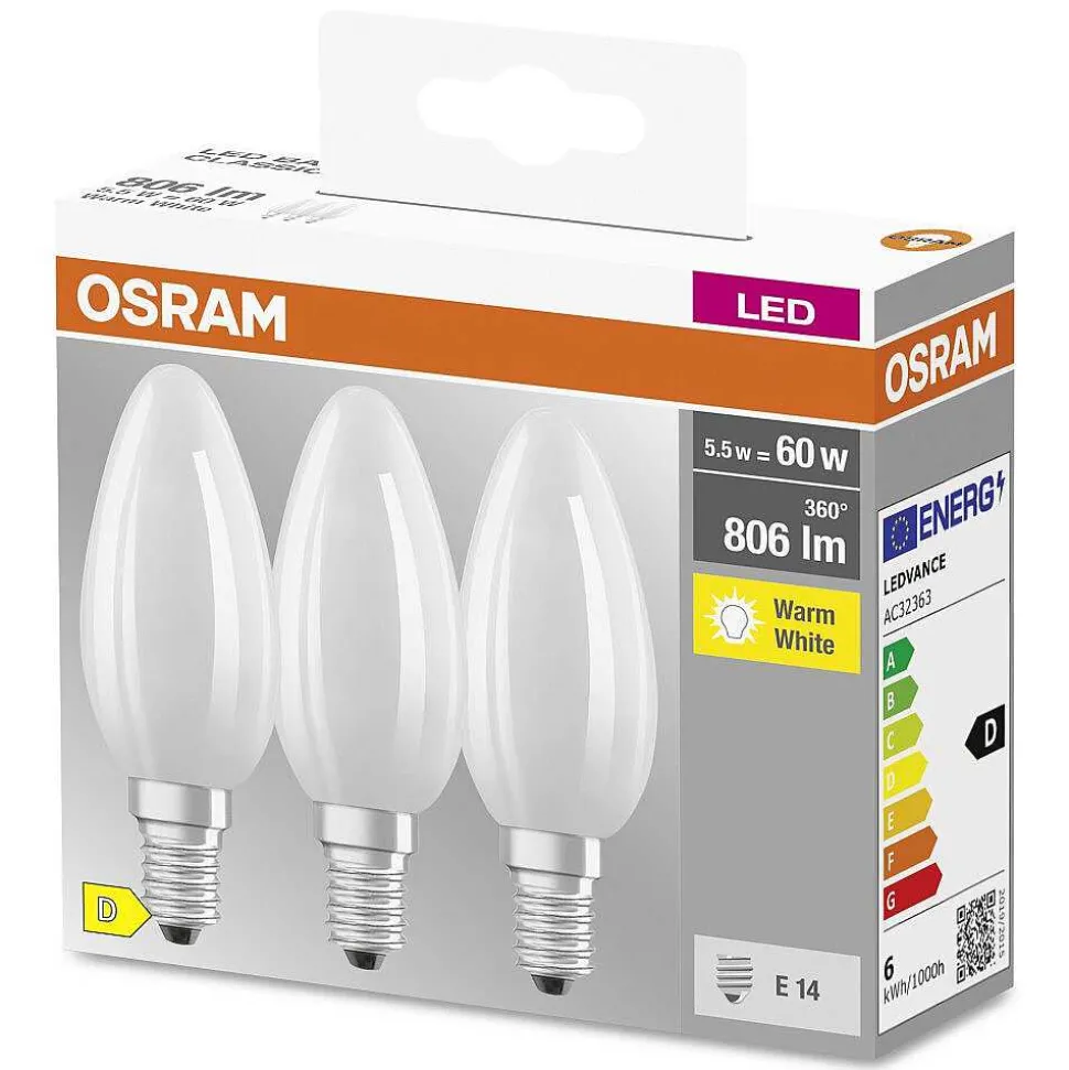 Osram Classic B Lot De 3 Led E14 5,5 Watt 2700 Kelvin 806 Lumen