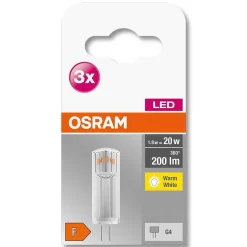 Osram Led Base Pin Set De 3 Ampoules G4 1,8 Watt 2700 Kelvin 200 Lumen