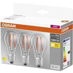 Osram Set De 3 Led E27 7,5 Watt 2700 Kelvin 1055 Lumen