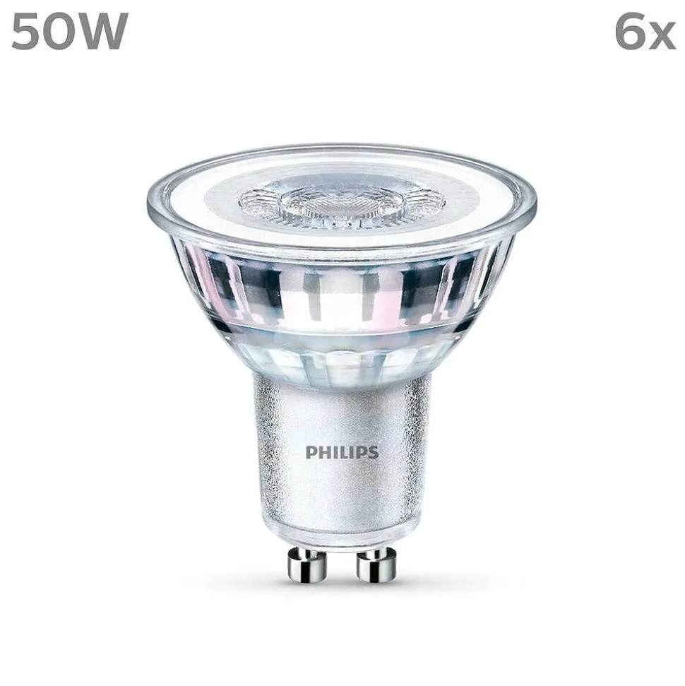 Philips Classic Lot De 6 Led Gu10 4,6 Watt 2700 Kelvin 355 Lumen