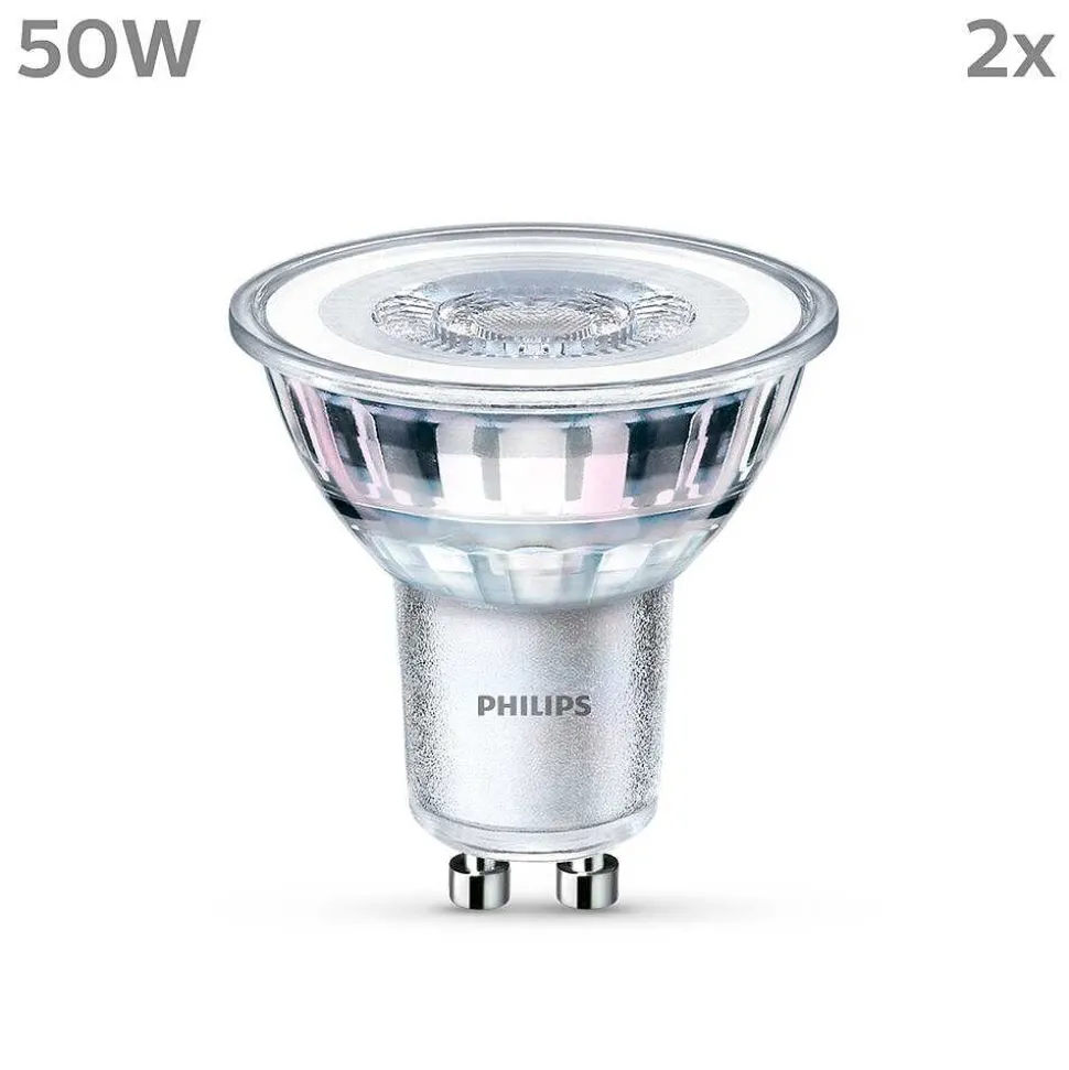 Philips Classic Lot De 2 Led Gu10 4,6 Watt 2700 Kelvin 355 Lumen
