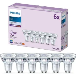 Philips Classic Lot De 6 Led Gu10 4,6 Watt 4000 Kelvin 390 Lumen