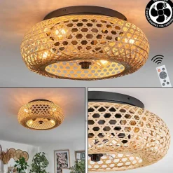 Plafonnier 50 Cm Bauro Noir, 4 Lumieres, Telecommandes