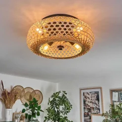 Plafonnier 50 Cm Bauro Noir, 4 Lumieres, Telecommandes