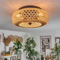 Plafonnier 50 Cm Bauro Noir, 4 Lumieres, Telecommandes