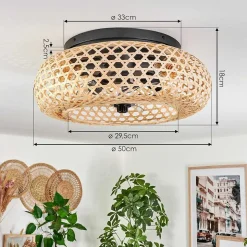 Plafonnier 50 Cm Bauro Noir, 4 Lumieres, Telecommandes