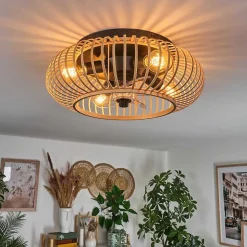 Plafonnier 50 Cm Oravi Noir, 4 Lumieres, Telecommandes