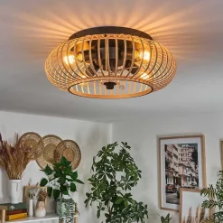 Plafonnier 50 Cm Oravi Noir, 4 Lumieres, Telecommandes