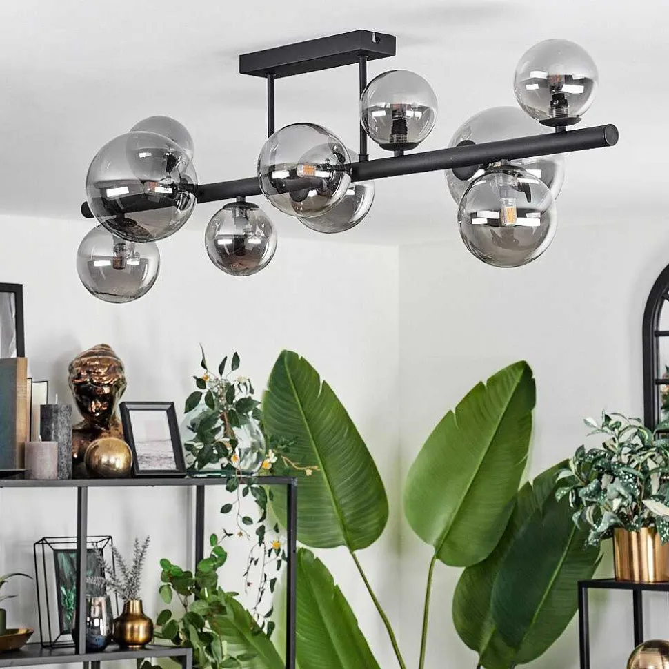 Plafonnier - Verre 10 Cm, 12 Cm, 15 Cm Chehalis Fume, 10 Lumieres