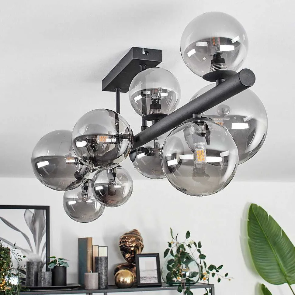 Plafonnier - Verre 10 Cm, 12 Cm, 15 Cm Chehalis Fume, 10 Lumieres