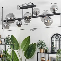 Plafonnier - Verre 10 Cm, 12 Cm, 15 Cm Chehalis Fume, 10 Lumieres