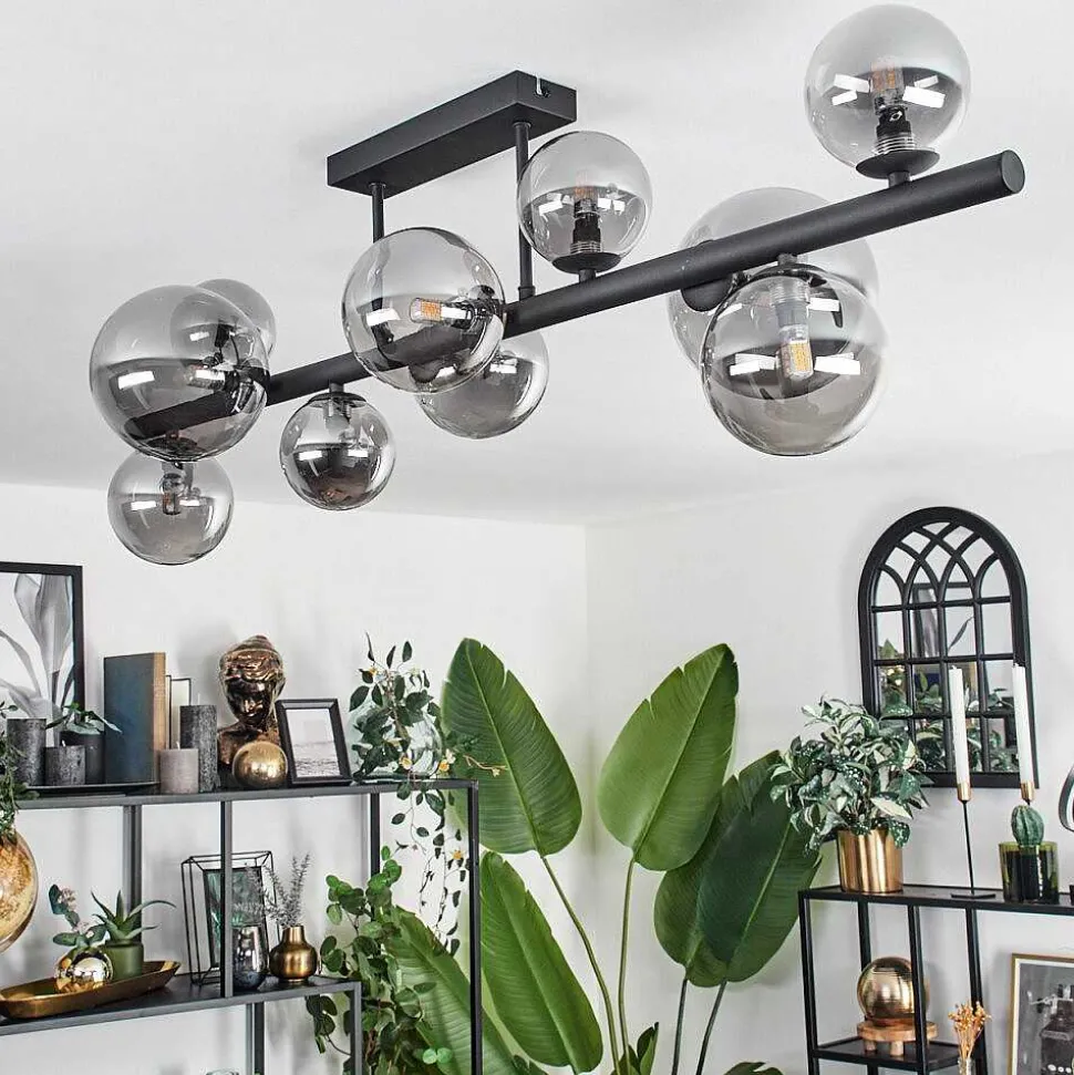 Plafonnier - Verre 10 Cm, 12 Cm, 15 Cm Chehalis Fume, 10 Lumieres