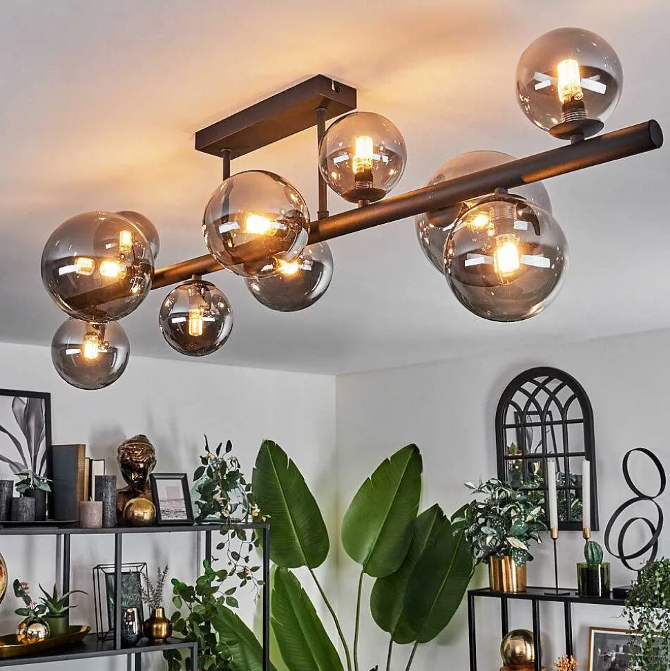 Plafonnier - Verre 10 Cm, 12 Cm, 15 Cm Chehalis Fume, 10 Lumieres