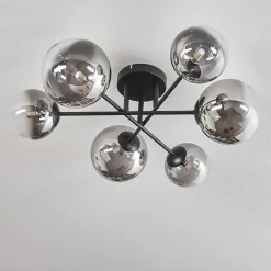 Plafonnier - Verre 12 Cm, 15 Cm Chehalis Clair, Fume, 6 Lumieres