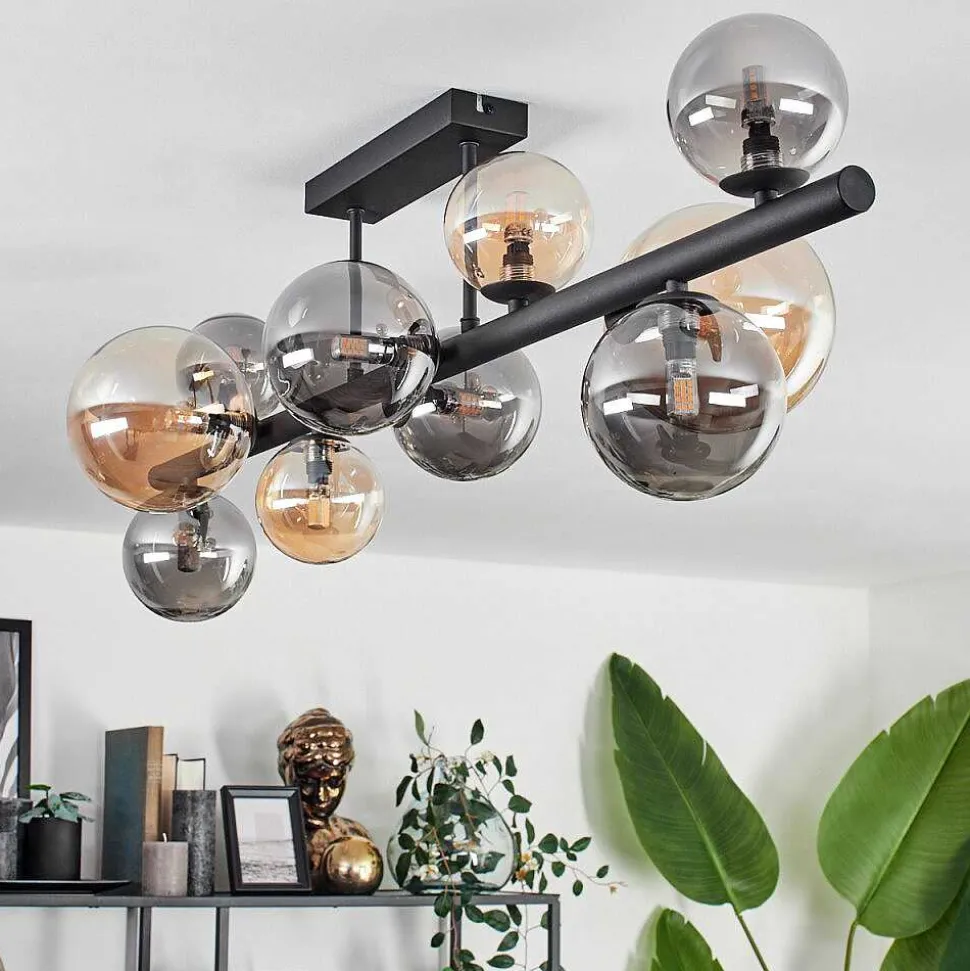 Plafonnier - Verre 10 Cm, 12 Cm, 15 Cm Chehalis Ambre, Fume, 10 Lumieres