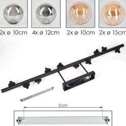 Plafonnier - Verre 10 Cm, 12 Cm, 15 Cm Chehalis Ambre, Fume, 10 Lumieres