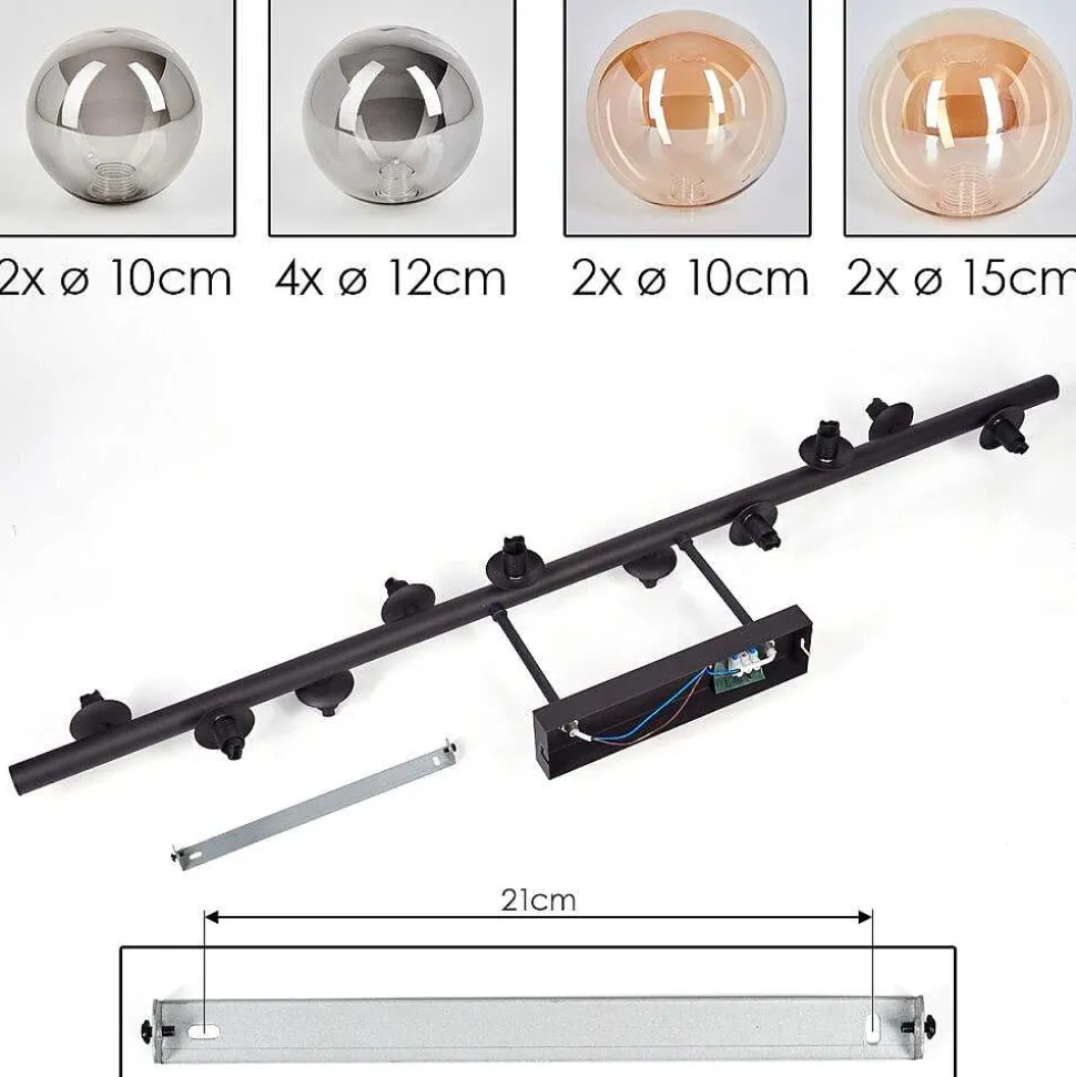 Plafonnier - Verre 10 Cm, 12 Cm, 15 Cm Chehalis Ambre, Fume, 10 Lumieres