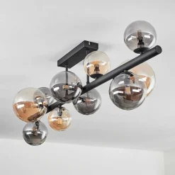 Plafonnier - Verre 10 Cm, 12 Cm, 15 Cm Chehalis Ambre, Fume, 10 Lumieres