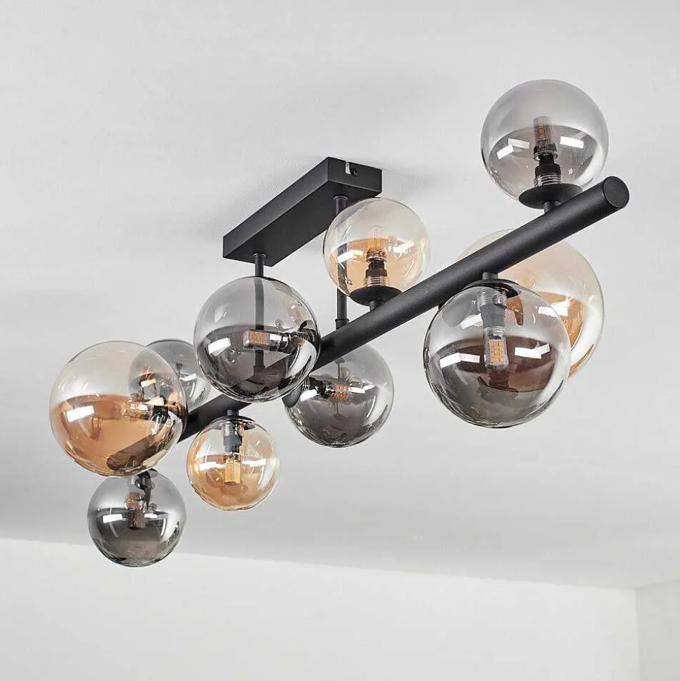 Plafonnier - Verre 10 Cm, 12 Cm, 15 Cm Chehalis Ambre, Fume, 10 Lumieres