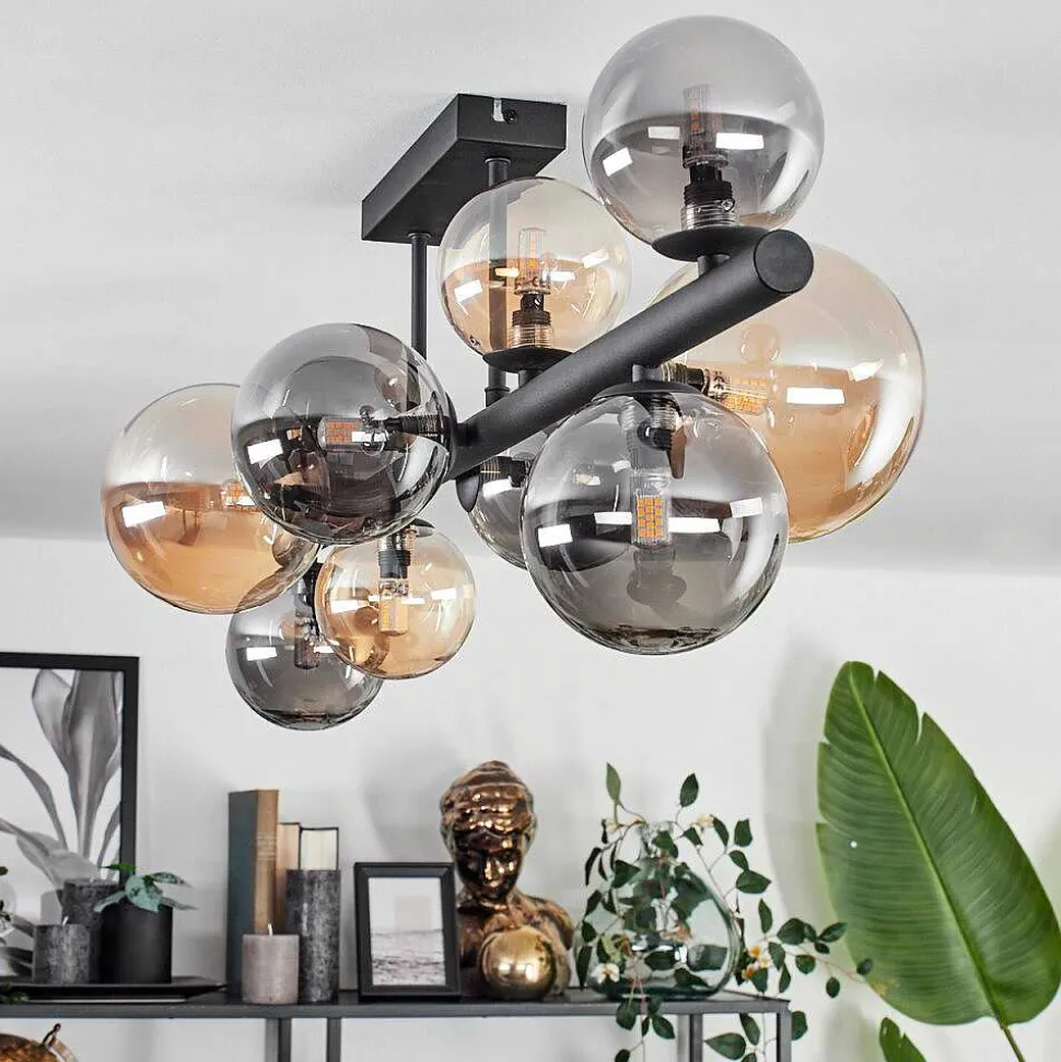 Plafonnier - Verre 10 Cm, 12 Cm, 15 Cm Chehalis Ambre, Fume, 10 Lumieres