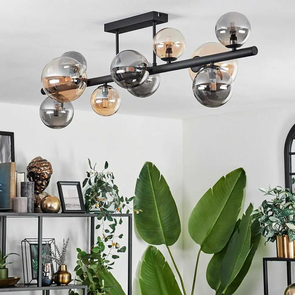 Plafonnier - Verre 10 Cm, 12 Cm, 15 Cm Chehalis Ambre, Fume, 10 Lumieres