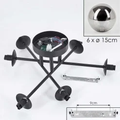 Plafonnier - Verre 15 Cm Chehalis Fume, 6 Lumieres