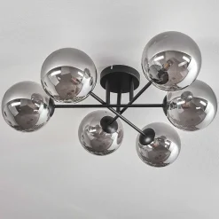 Plafonnier - Verre 15 Cm Chehalis Fume, 6 Lumieres