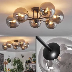 Plafonnier - Verre 15 Cm Chehalis Fume, 6 Lumieres