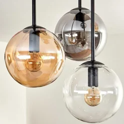 Plafonnier - Verre 15 Cm Gastor Ambre, Clair, Fume, 5 Lumieres