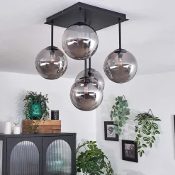 Plafonnier - Verre Chehalis Fume, 5 Lumieres