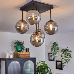 Plafonnier - Verre Chehalis Fume, 5 Lumieres