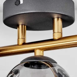 Plafonnier - Verre Chehalis Or, Noir, 3 Lumieres