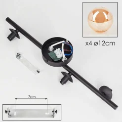 Plafonnier - Verre Chehalis Ambre, 4 Lumieres