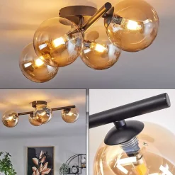 Plafonnier - Verre Chehalis Ambre, 4 Lumieres