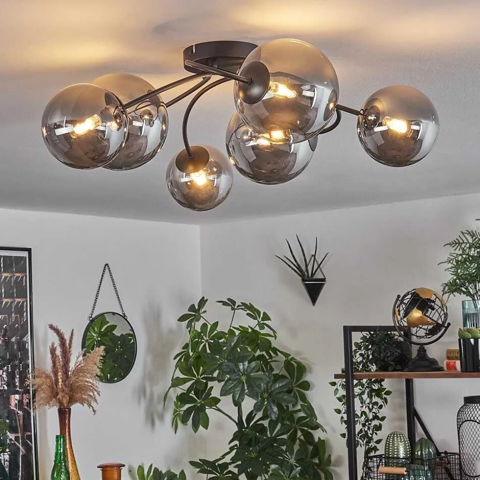 Plafonnier - Verre Chehalis Fume, 6 Lumieres