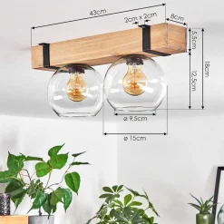 Plafonnier - Verre Montgomery Ecru, Noir, 2 Lumieres