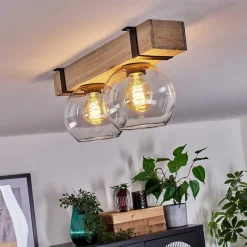 Plafonnier - Verre Montgomery Ecru, Noir, 2 Lumieres