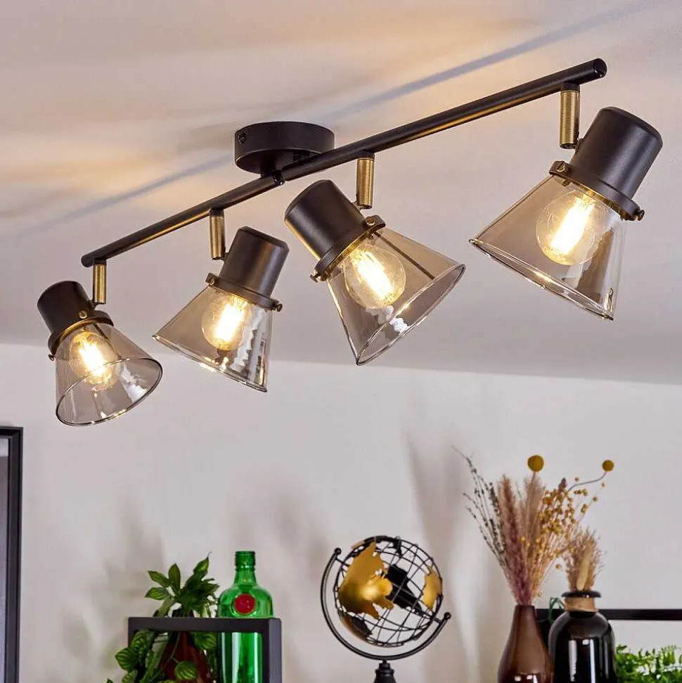 Plafonnier Abel Noir Dore, 4 Lumieres