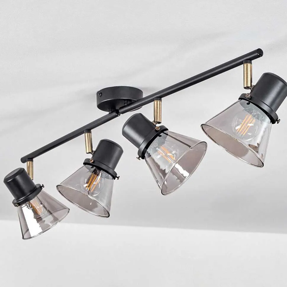 Plafonnier Abel Noir Dore, 4 Lumieres