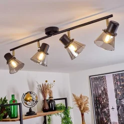 Plafonnier Abel Noir Dore, 4 Lumieres