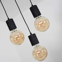 Plafonnier Ajaccio Bois Clair, Noir, 6 Lumieres