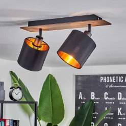 Plafonnier Alsen Bois Fonce, Noir, 2 Lumieres