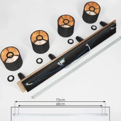 Plafonnier Alsen Bois Fonce, Noir, 4 Lumieres