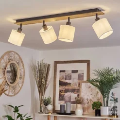 Plafonnier Alsen Bois Fonce, Noir, 4 Lumieres