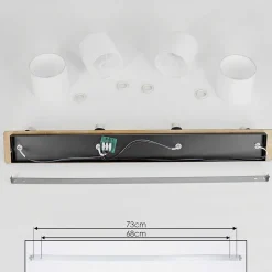 Plafonnier Alsen Bois Fonce, Noir, 4 Lumieres